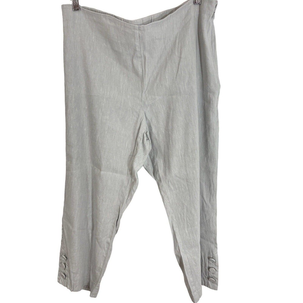 J. Jill Linen Stretch Crop Pants Womens LARGE Petite Gray Pull On